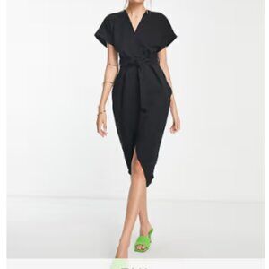 Closet London Tall Kimono Wrap Dress size 8 Black